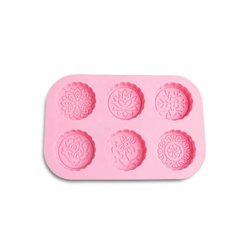 

Hot 6 cavity flower shape long rectangle rectangular hand made cupcake donat silicone mould soap mold for small loaf, As shown