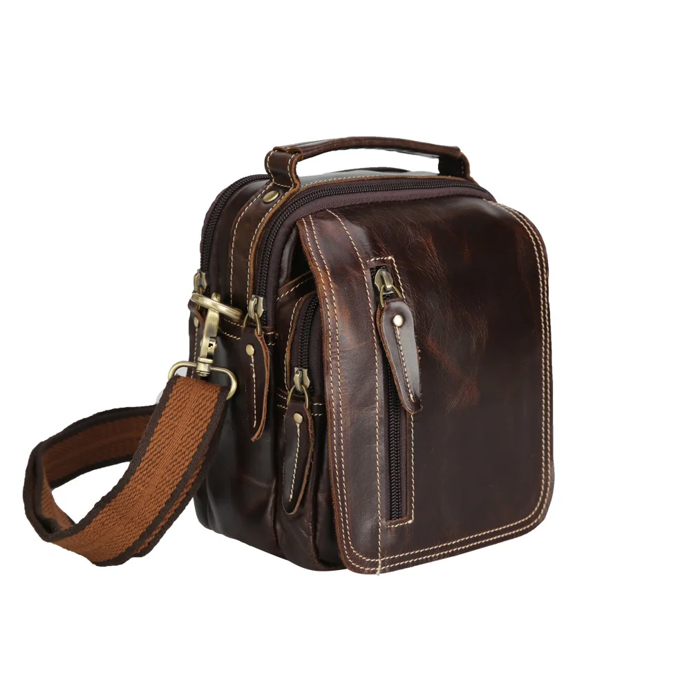 

TIDING High Quality Mens Retro Oil Wax Leather Bag Genuine Leather Shoulder Bag For Men, Customized color