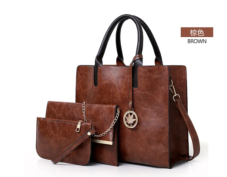 

High quality durable leather bag ladies bags handbag set, Many