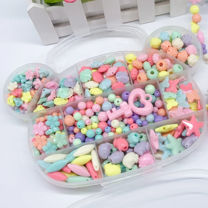 

Cute plastic Beads For Children Jewerly Necklace bracelet Making accessories Girl educational toy Wholesale DIY Beads Set, Colorful