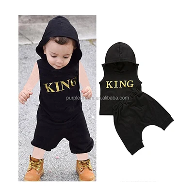 

Baby Boy King Printed Outfits Fashion Hoodie Design Clothing Set High Street Toddler Clothes, As picture