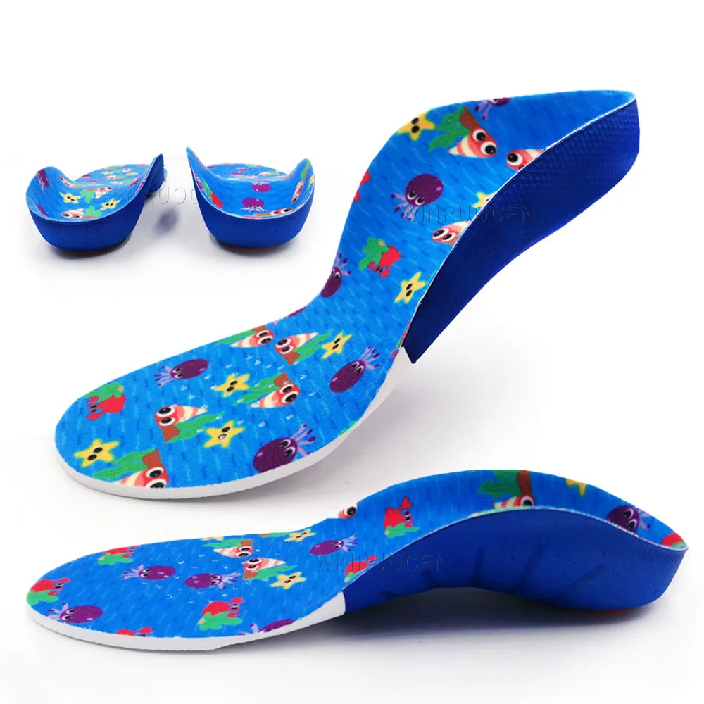 

EVA Children Orthotic Insole For Flat Feet Arch Support Kids Foot Flat Foot Inserts OX Leg Care Insert Pad Orthopedic Insole, Blue