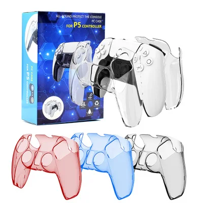 

2020 PS5 Controller Case Ultra-thin Protective Shell Cover Crystal PC Transparent Split Handle Clear Case for PS 5 Playstation 5, Black,red,blue,white