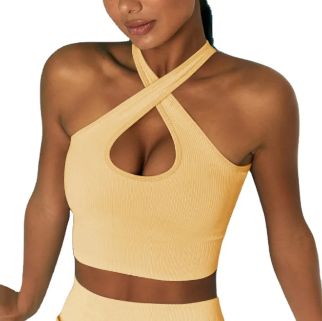

Solid color candy fitness sports vest fashion gym running cross strap bra yoga bra women, Customized available