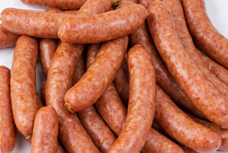 Mild and spicy Italian sausages side by side