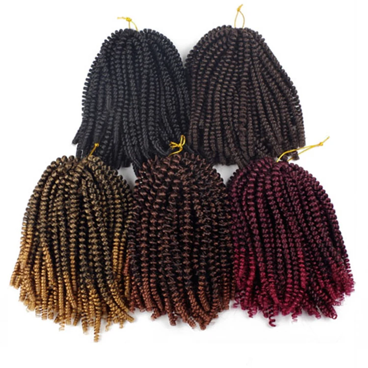 

Wholesale High Quality 8" ombre color synthetic hair extensions spring twist braids nubian twist braid hair for black women