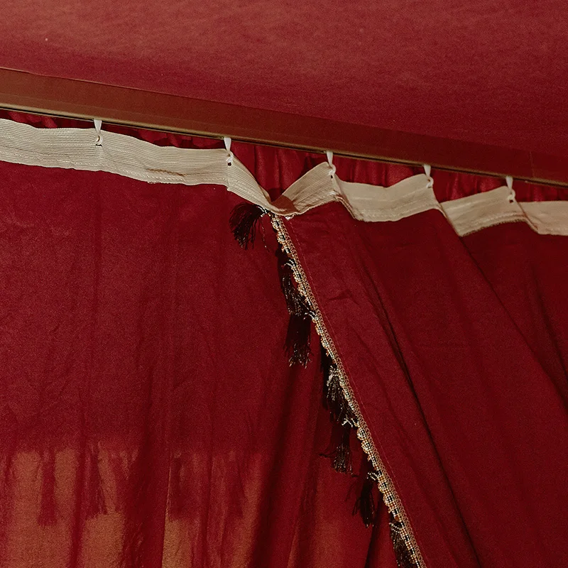 Top Quality Guide Rail Red Wedding Simple Life Indoor Bedroom Double Bed Curtain Mosquito Net