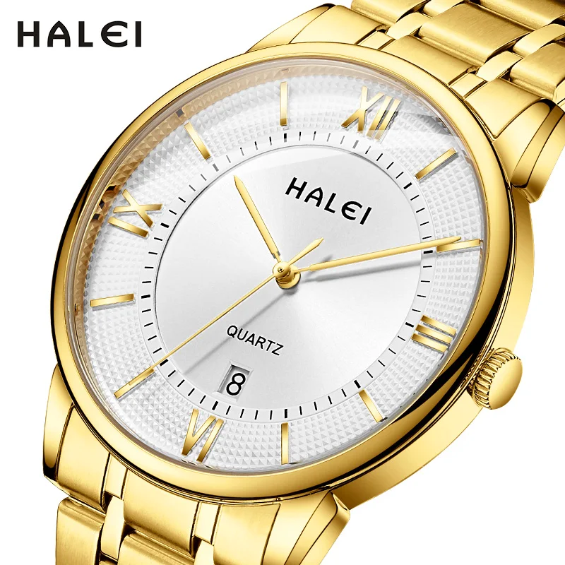 

HALEI 566 premium luxury men wrist watch brand business waterproof stainless steel men quartz watches, 3 colors