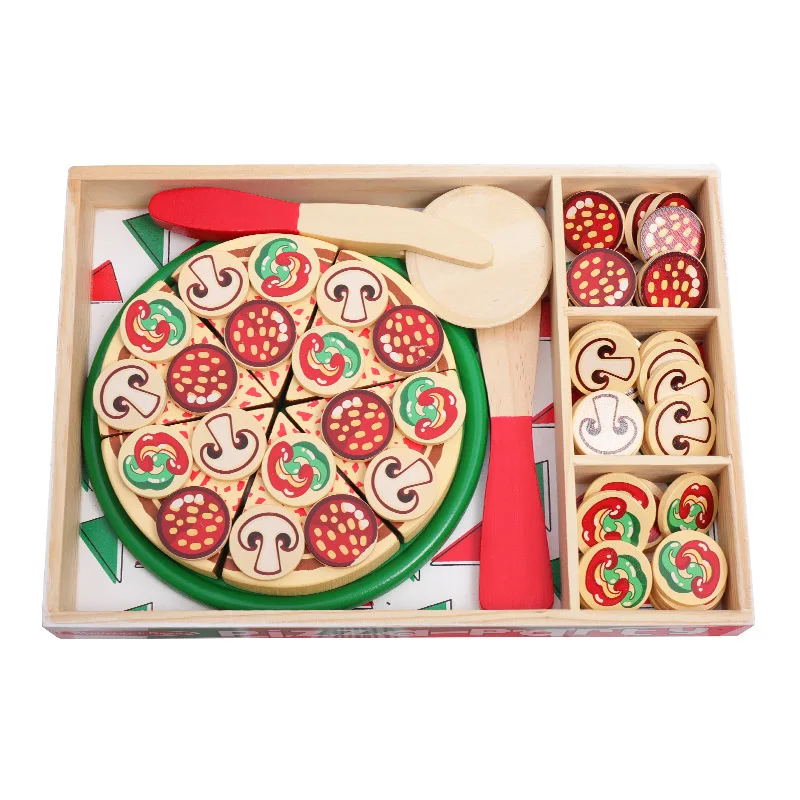 wooden pizza play set