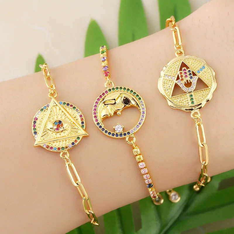 

Jewelry Cactus Brass Bracelet Custom Gold Women Jewelry Bracelets Adjustable Classic Crystal Bracelet For Gift