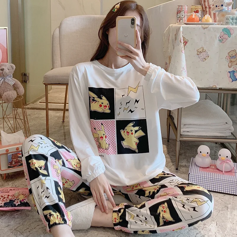 

Home Casual Wear Pillama Mujer Pijama De Alghodon Manga Larga Nightwear Pullover Milk Silk Pajamas Women Pyjamas Cozy Sleepwear