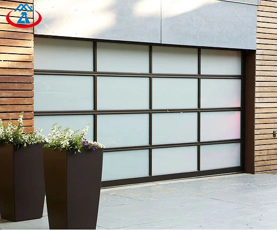 product-Zhongtai-8x7 Glass Aluminum Garage Door Overhead Lifting Transparent Glass Panel Garage Door