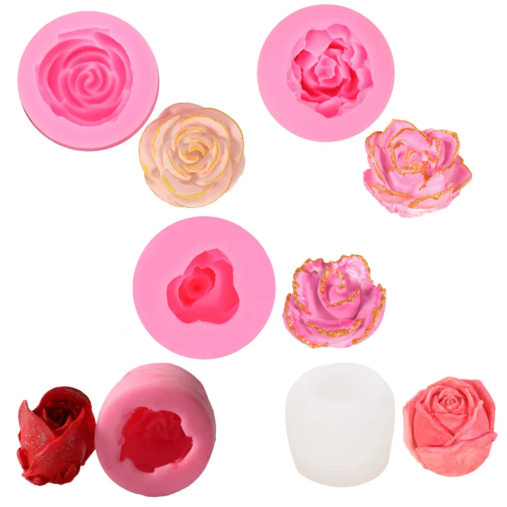 

Variety of 3D Three-dimensional Rose Flower Modeling Fondant Silicone Chocolate Peony Modeling Clay Mold Making Tools for Crafts