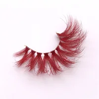 

Red Color Real Mink eye lashes color 25mm lashes