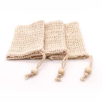 

Wholesale Natural Hemp Cotton Soap Exfoliating Bag Drawstring Saver Pouch Factory Directly Body Cleaning Mesh Sisal Soap Bag