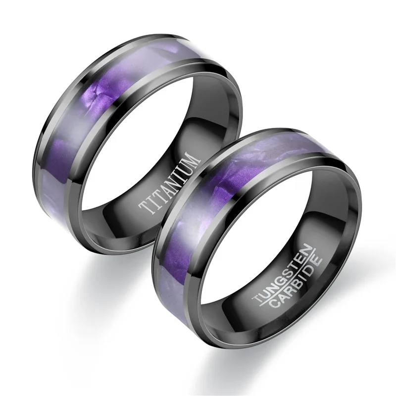

Men Stainless Steel Ring Statement Gift for Couple Purple Accessories Wedding Band Bulk Items Wholesale