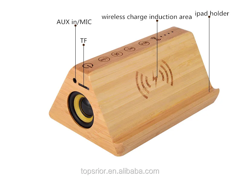 2019 new design power bank version wooden bluetooths speaker with alarm clock, wireless charger and LED TEMP display function - ANKUX.COM