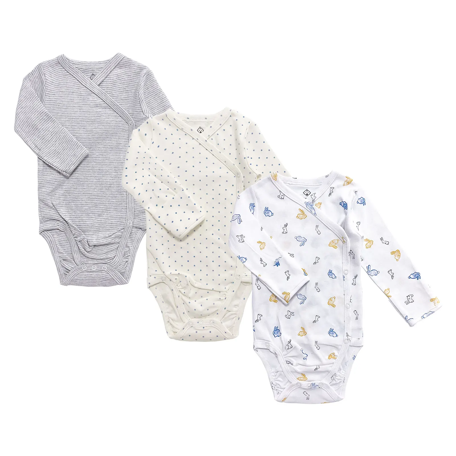 

Amazon Hot Selling Side Snap Newborn Baby Clothes Long Sleeve Baby Autumn Romper 100%Cotton Comfortable Soft Baby Kimono Bodysui, Mix color