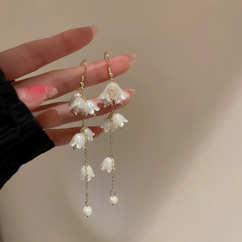 

Fashion Small Flower Threader Earring Latest Design Flower Earrings for Women Girl Ladies, As picture