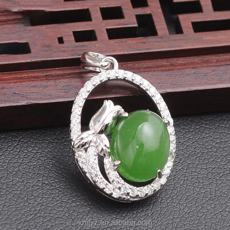 

Certified Silver-Plated Clavicle Chain Natural Jade Jasper Pendant Hetian Jade Necklace 1