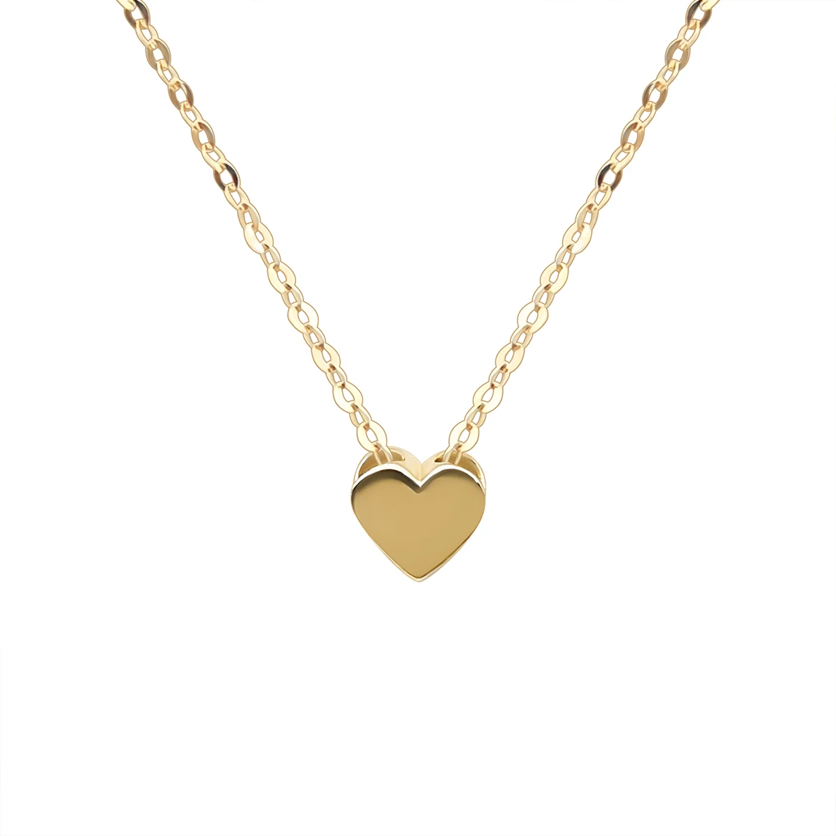 

1000S Jewelry Solid Yellow Gold Heart Shaped 14k Real Gold Necklace For Girlfriend's Gift