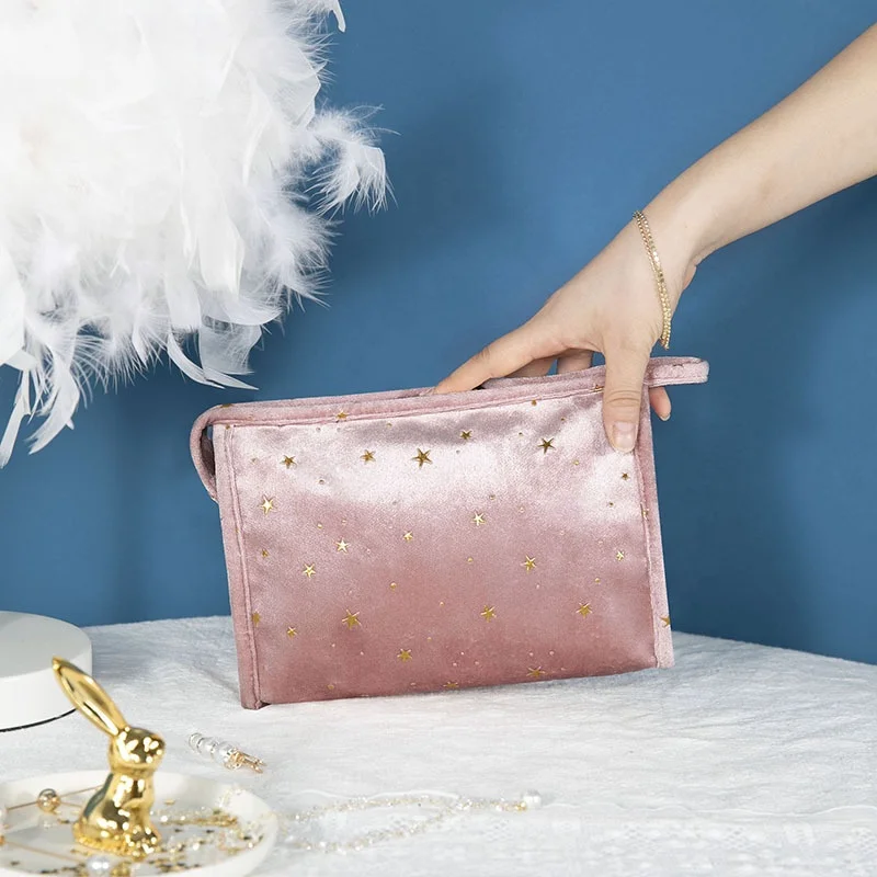 

DLL339 Hot Selling women winter velvet Cosmetic beauty bags candy color makeup bag cosmetic, As picture or customized make