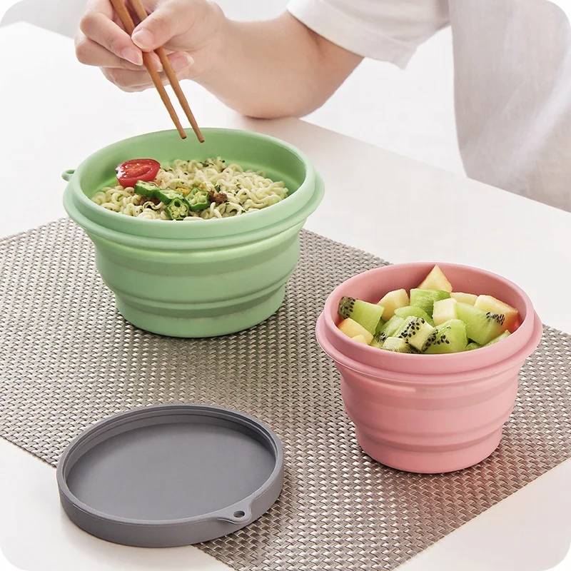 

200ML 500ML 1000ML wholesale bpa free portable silicone travel folding bowl collapsible silicon food bowl, Pink/blue/green