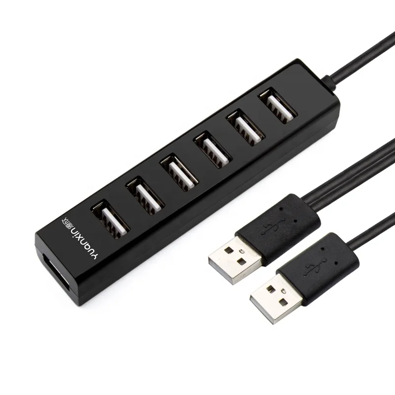 

Double USB 2.0 Multi Port Hi-speed 480Mbps 7 Ports USB Hub For USB Charging OEM Service with Retail Package, Black/white