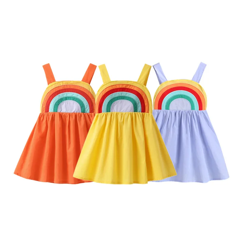 

Baby Girls Summer Summer Embroidery Rainbow Backless Camisole Dress