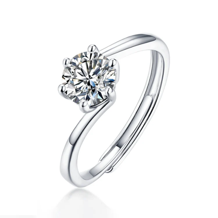 

OEM ODM high quality 1 carat engagement 925 sterling silver moissanite proposal ring with moissanite, Sliver