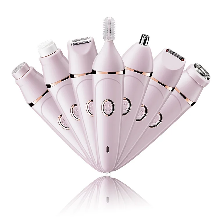 

7 In 1 Pink Usb Nose And Eyebrow Knife Machine Hair Trimmer Pen Painless Electric Eyebrows Trimer Electronic Dermaplaning Tool