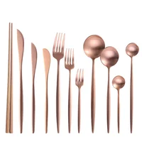 

5 Piece rose gold plated vintage wedding cutlery silverware, goa brushed white and gold cutipol flatware set