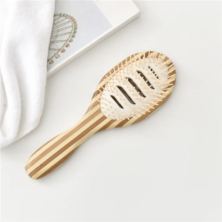 

Natural Natrual Wooden Cushion Natual Hair Detangling Hair Brush with Bamboo Sisal Bristles for Women & Men Scalp Massager, Nature mixed color