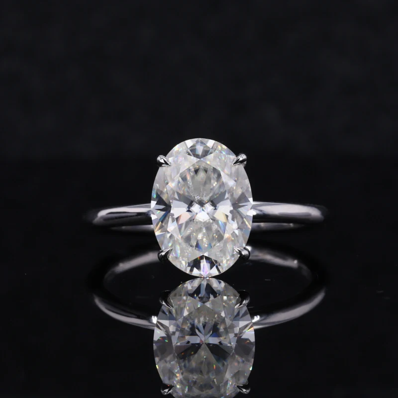 

Classic design hand-made solitaire style 14k solid gold 8*11mm oval moissanite stone ring