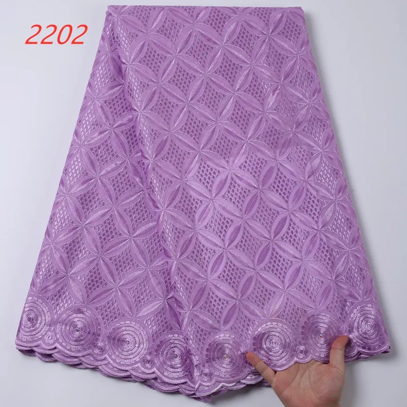 

2202 Free Shipping African Lace Fabrics Lilac Color Lace Fabric Voile Cotton Lace Fabric 2021 For New Year Party