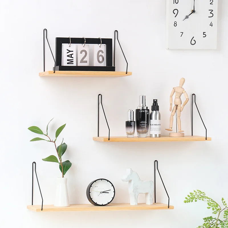 

Nordic Style Living Room Porch Bedroom Wall Storage Hanging Wooden Wall Shelf