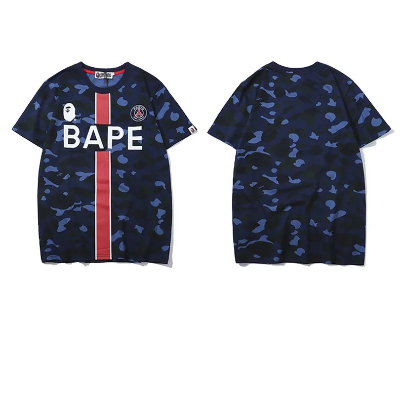 

New Designer Unisex Casual T-shirt Ape And PARIS Joint Letter Camouflage Printing Short Sleeve T-shirt, Customized colors
