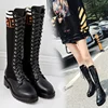 leather boots women punk snow boots for ladies and girls Design booties for women red leather boots or warm winter knee high