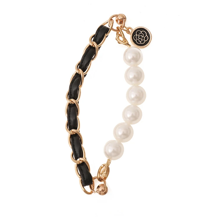 

DIY Metal leather short chain for phone case accessory ,pearl wrist phone strap