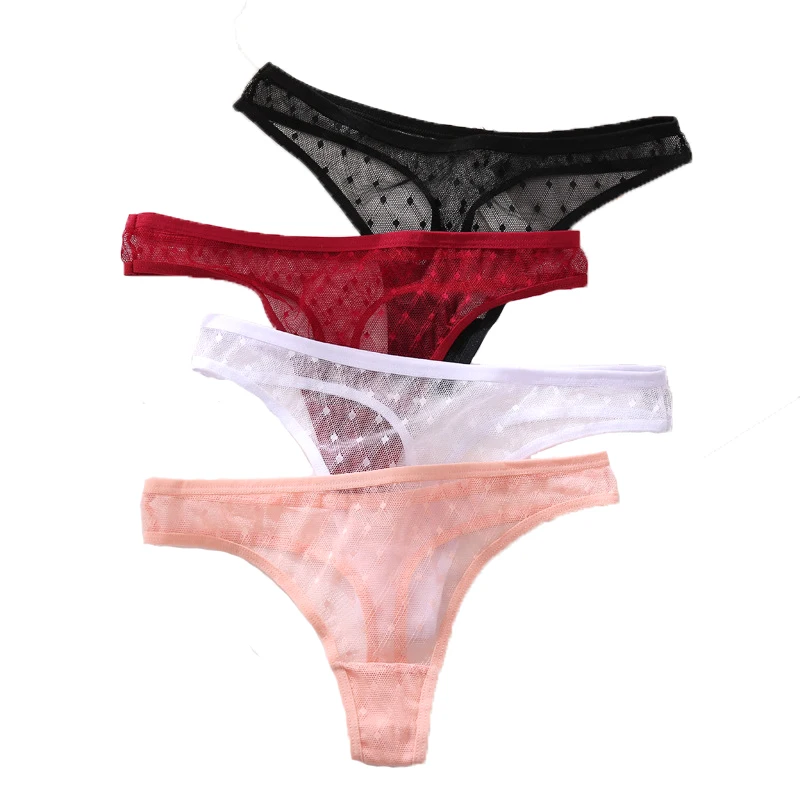 

40488 Wholesale New Sexy Underwear Hollow Out Low Waist Sexy Lace Women Thong Panties, Black, white, red, pink