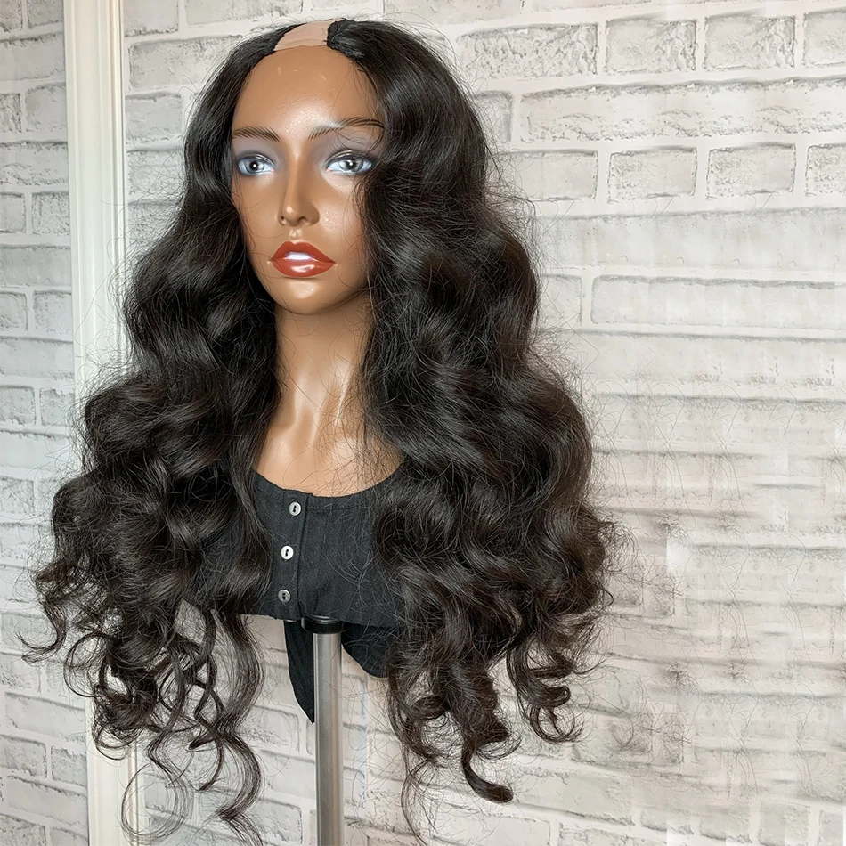 

Brazilian U Part Human Hair Body Wave Wigs for Africa American women Middle Open Wavy U part Human Hair Wigs Half Wigs
