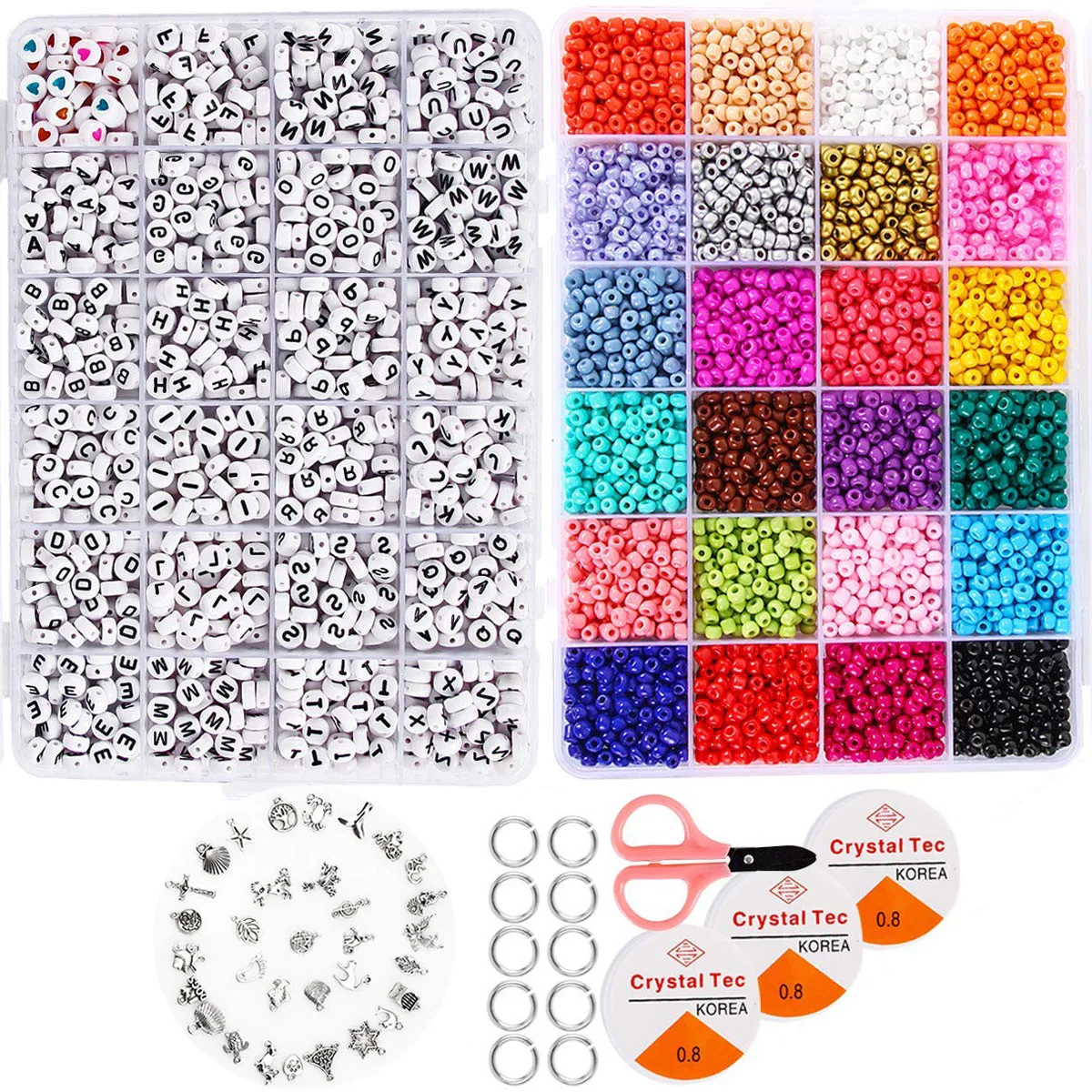 

Wholesale Glass Seed Beads For Jewelry Making Kit Necklace Bracelets Bead Set Glass Pony Seed Letter Alphabet Beads Craft Kit