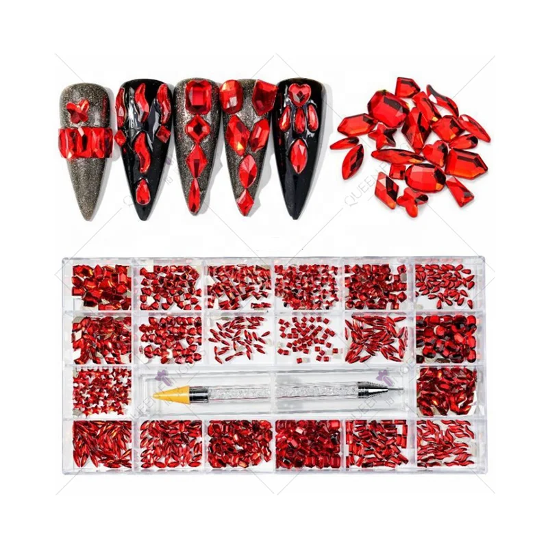 

Rhinestone for Nail Stickers Design Art Press on False Nails Accessories Bulk Acrylic Rhinestones, Multi color