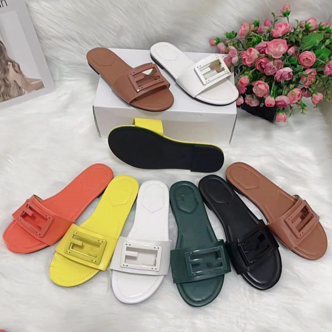 

2022 Summer New Casual Soft Bottom Indoor Fashion Shoes One Word Beach Slides Slippers Ladies Sandals, Picture color