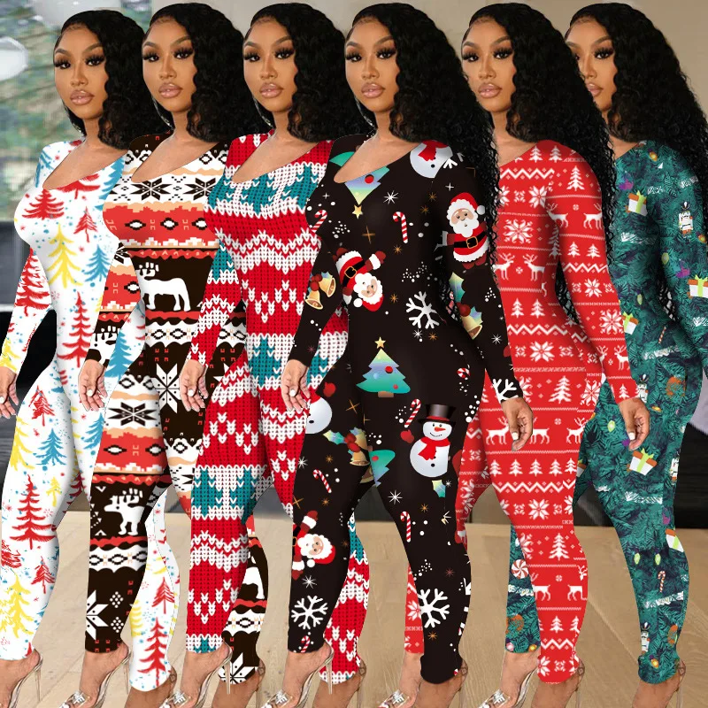 

Fall Winter Women Plus Size Jumpsuits Long Sleeve Rompers Women's Overalls Sportswear Playsuits Christmas Jumpsuit, Picture
