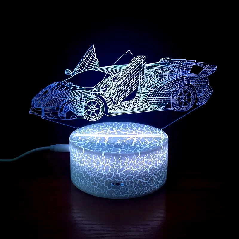 Popular 3D night lamp Customize supercar led night light 7color Led lamp Bedroom Decora Christmas gifts lovely toys Fantasy lamp