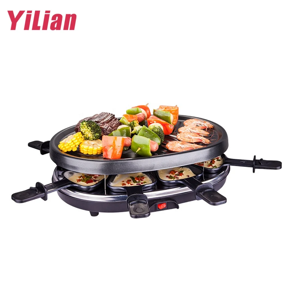 Household Electric Raclette Grill Smokeless Grill Pan Griddle Non Stick Bbq Pan Baking Indoor 4956