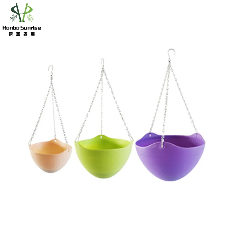 

Ronbo Sunrise PP Factory Price Home Garden Outdoor Durable Plastic Hanging Basket Planter Flower Pots, As picture or customized