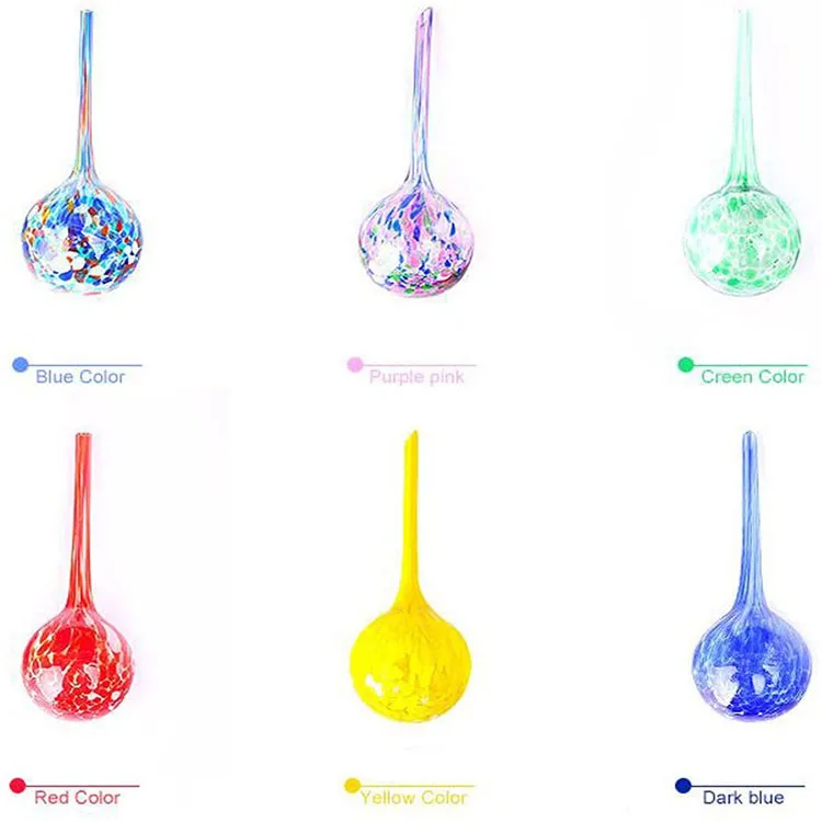

6pcs Small Automatic Multicolored Glass Plant Watering Globes,Plants Flowers Intelligent Water Seepage Tools for Home,Garden., Multicolor