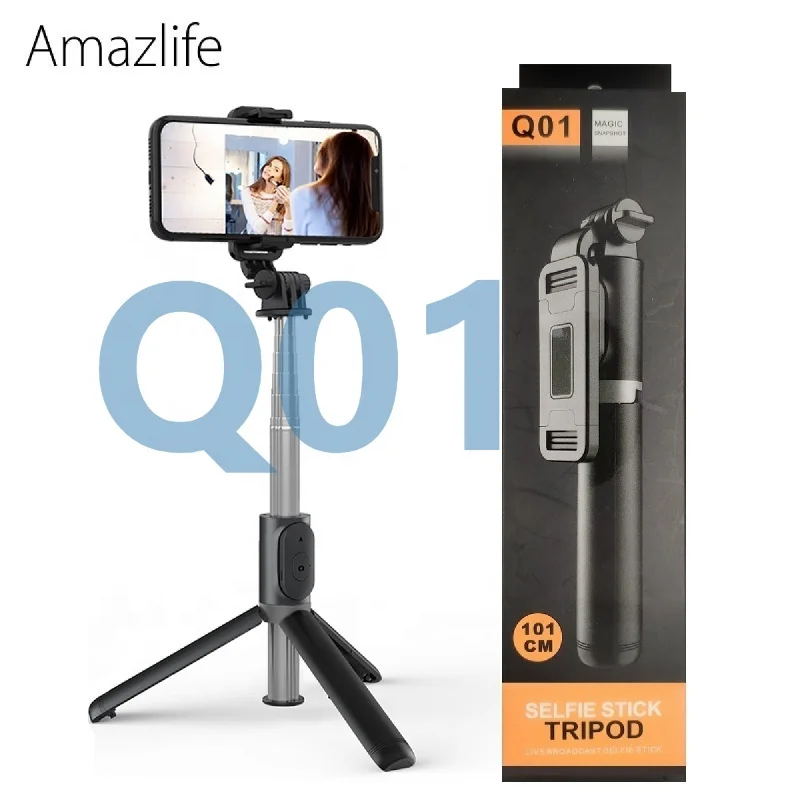 

Q01 Mobile Phone Mini Tripod Monopod Selfie Stick Stand with with Detachable Wireless Remote Shutter